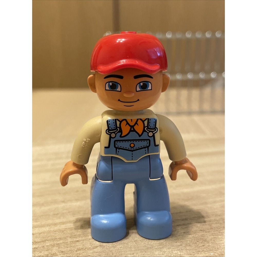 Man Farmer Overalls bandana Red Hat worker minifigure LEGO